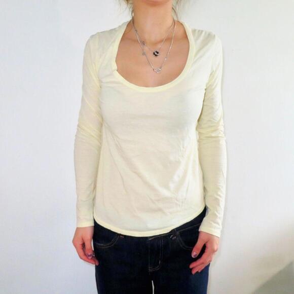 James Perse Women's Yellow and Cream Shirt - Picture 1 of 6